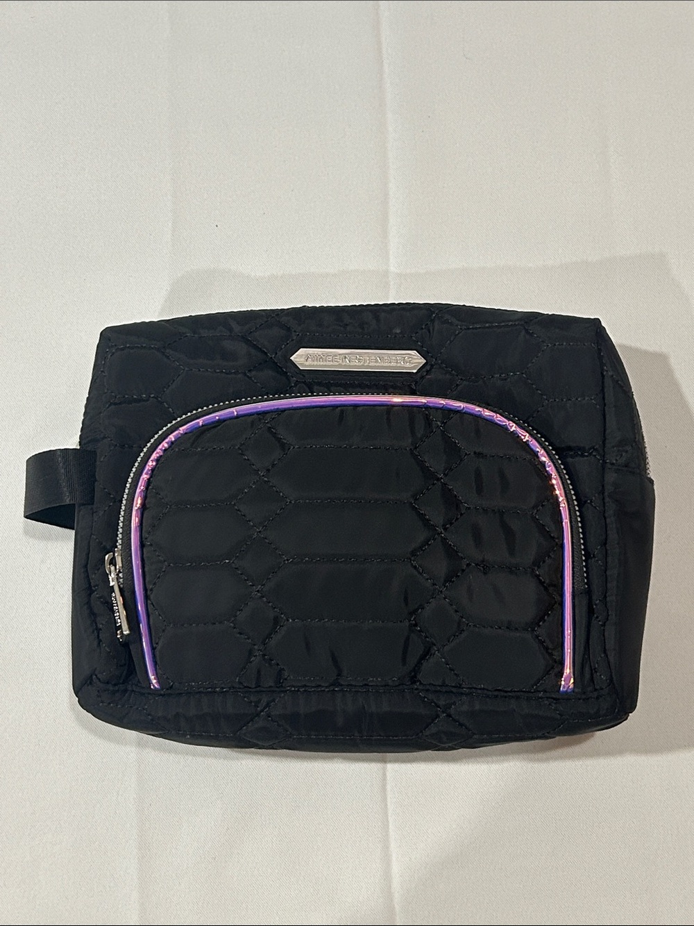 Aimee Kestenberg Quilted Cosmetic Pouch with Iridescent Trim 9x7”